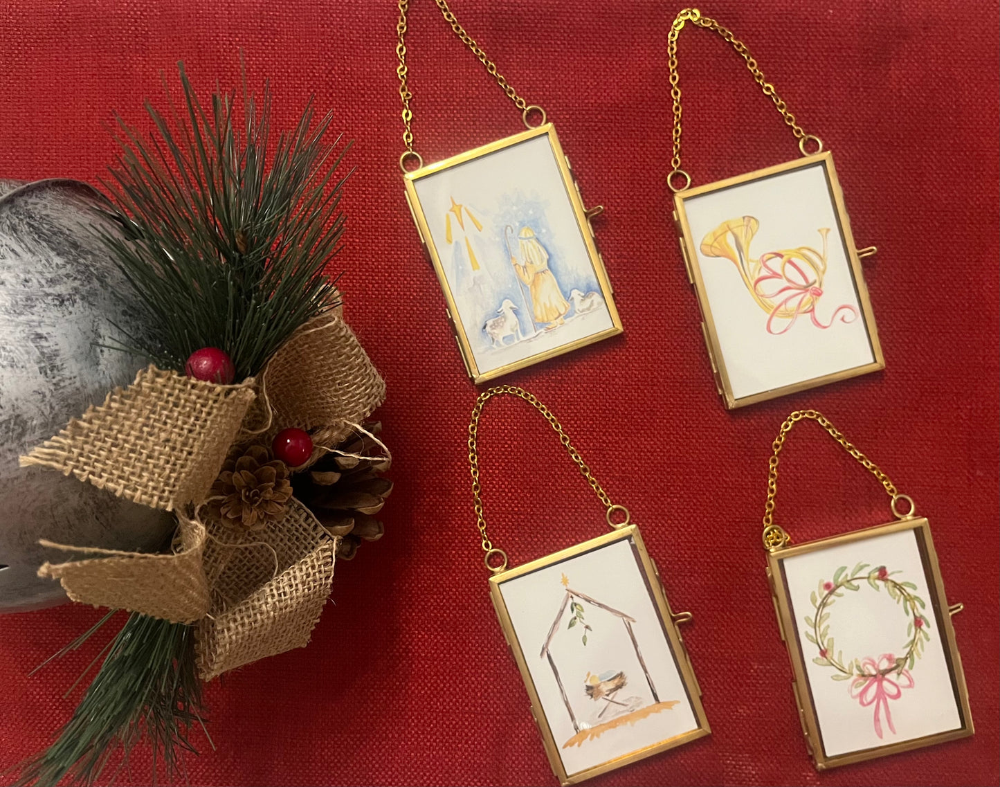 Joy to the World French Horn Watercolor Ornament