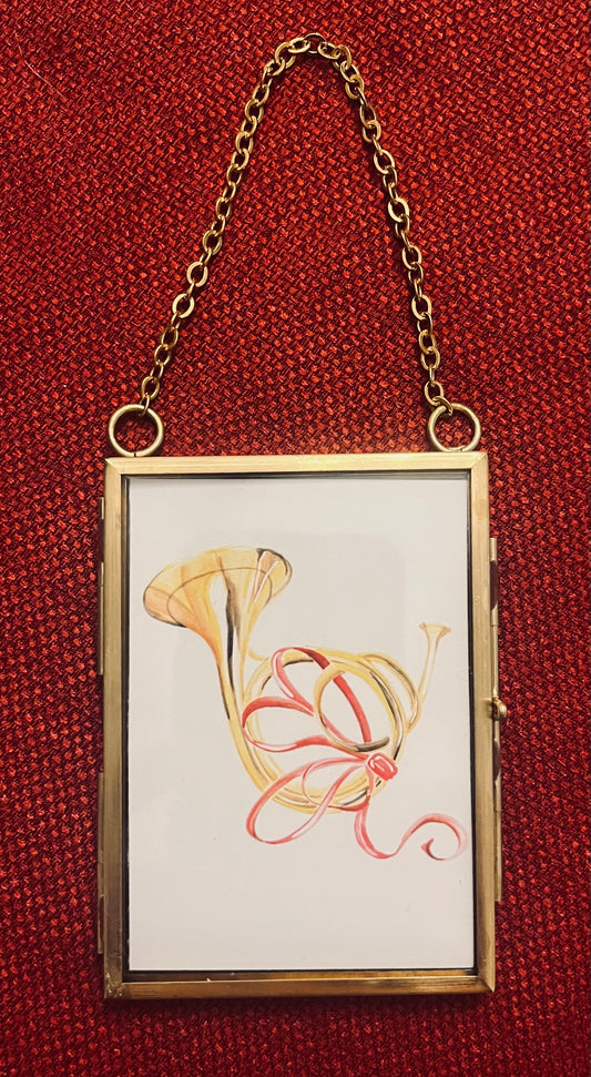 Joy to the World French Horn Watercolor Ornament