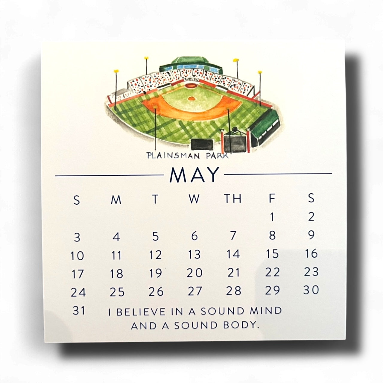 2026 Auburn Be the Creed Calendar on gold easel