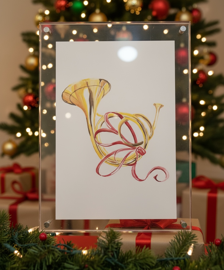 "Joy to the World” Watercolor Horn — by Dana Hay