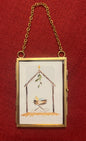 Manger Scene Watercolor Ornament in Floating Frame