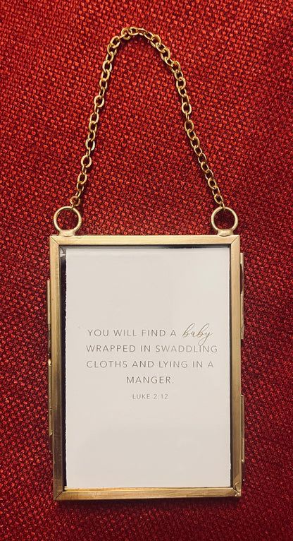 Manger Scene Watercolor Ornament in Floating Frame