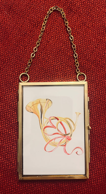 Joy to the World French Horn Watercolor Ornament