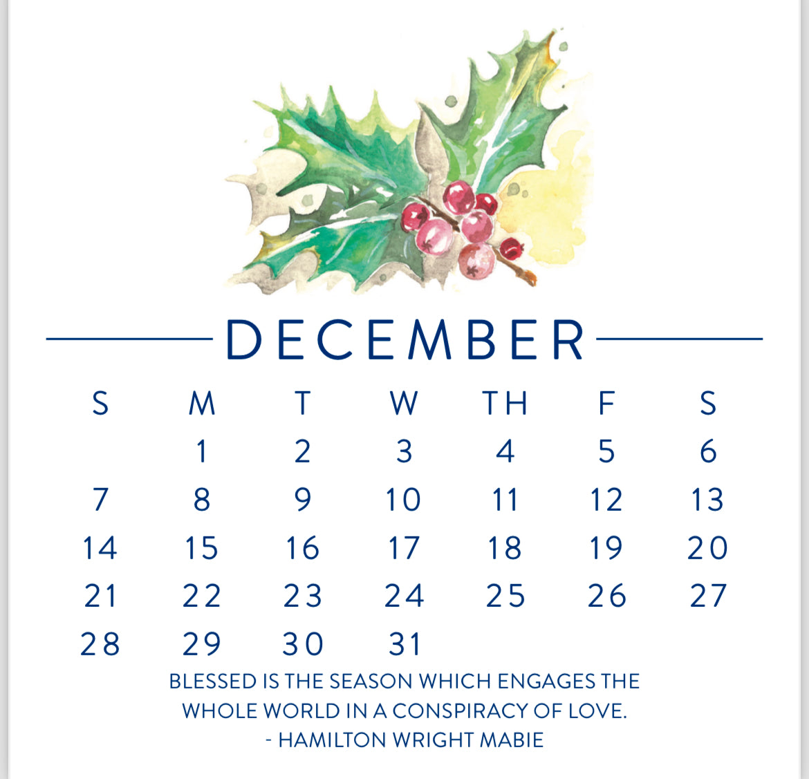 Seasonal Calendar with magnetic acrylic frame