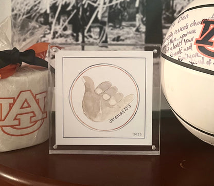 Call God - In Celebration of God's blessing on the Auburn Men's Basketball Team this limited edition print is available. Call God on the front and Jeremiah 33:3 on the back. Displayed in 6 x 6 acrylic frame.
