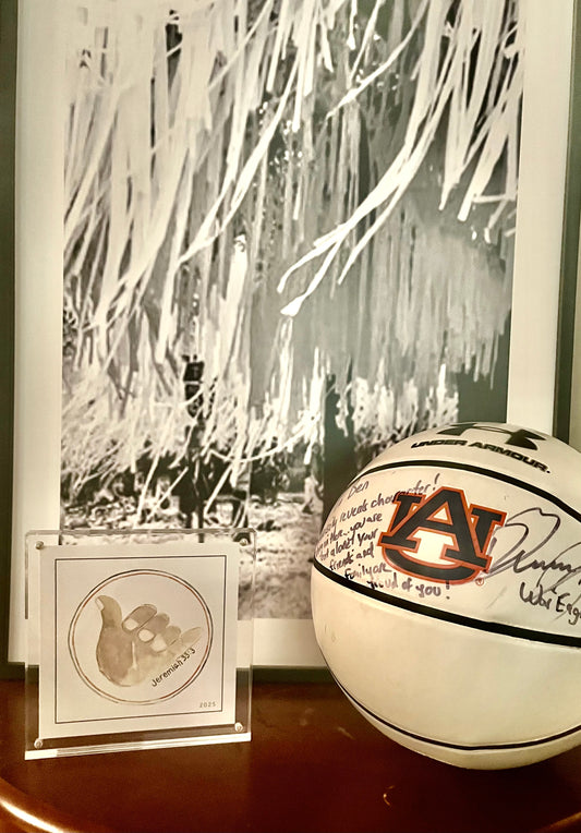 Call God - In Celebration of God's blessing on the Auburn Men's Basketball Team this limited edition print is available. Call God on the front and Jeremiah 33:3 on the back. Displayed in 6 x 6 acrylic frame.