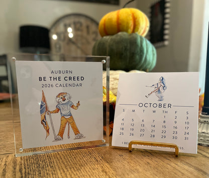 2026 Auburn Be the Creed Calendar on gold easel