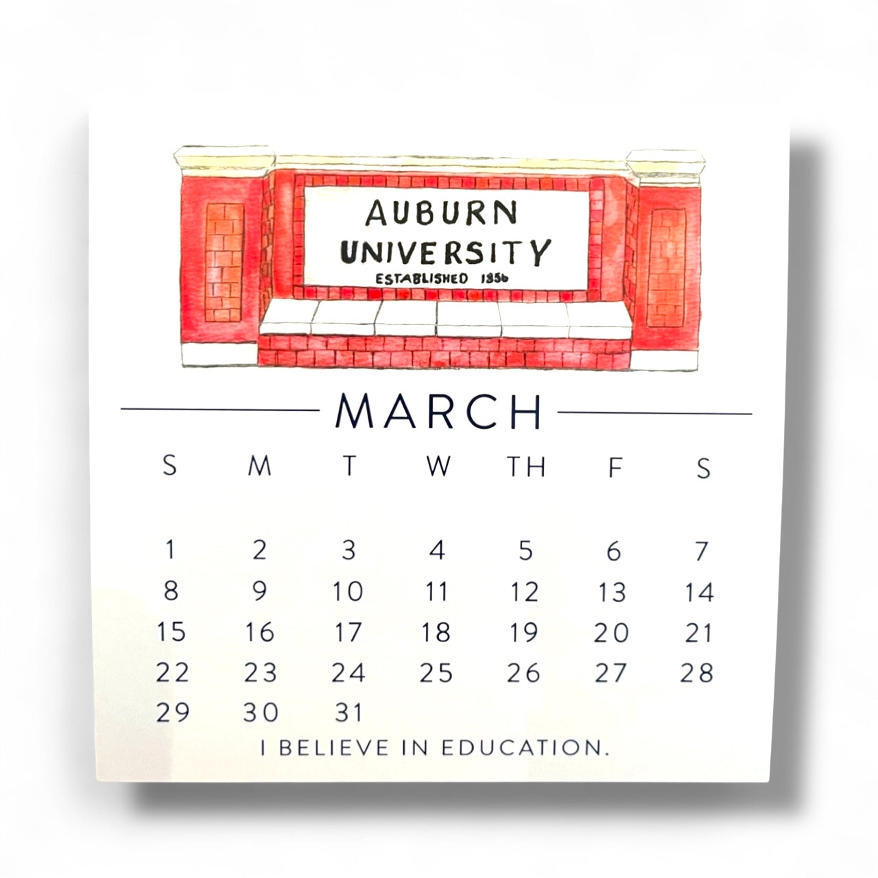 2026 Auburn Be the Creed Calendar on gold easel